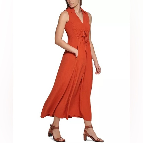 NWT Calvin Klein Textured Drawstring-Waist Dress - Picture 1 of 10